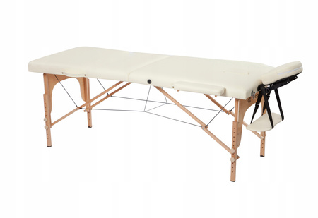 Stół Masażu Łóżko Rehabilitacji Składany Przenośny 5cm Pianka Lekki KREMOWY