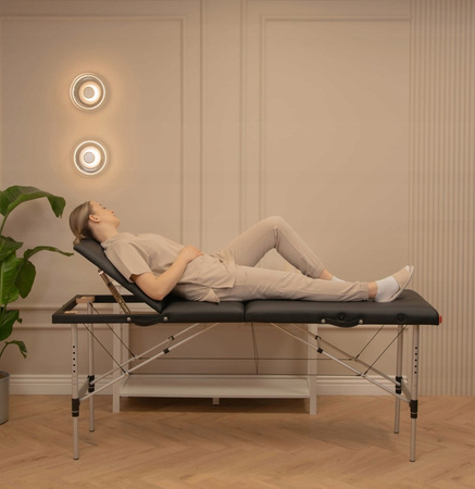 Łóżko do masażu 3 segmentowe aluminiowe - czarne
