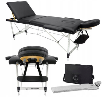 Stół do masażu 60 cm aluminiowy trzysegmentowy - czarny