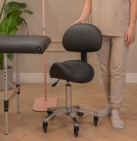 Krzesło Taboret Rodeo Siodło z oparciem kosmetyczne CZARNY