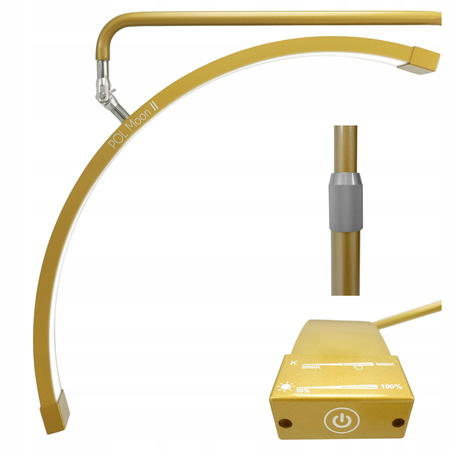 Lampa Kosmetyczna LED Regulowana Złota + Łóżko Kosmetyczne do Stylizacji Rzęs 60 cm