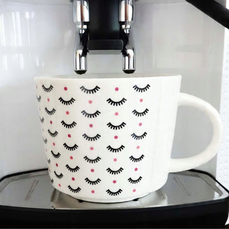 KUBEK BIAŁY PORCELANOWY 350 ML RZĘSY DO SALONU KOSMETYCZNEGO