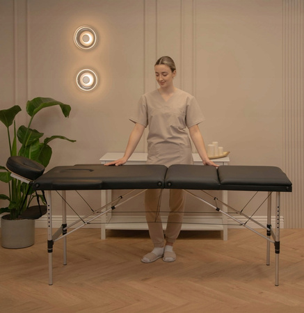 Stół do masażu 60 cm aluminiowy trzysegmentowy - czarny