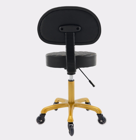 Krzesło Taboret Kosmetyczny Oparcie Makijażu Wizażu Obrotowy Kółkach Czarny