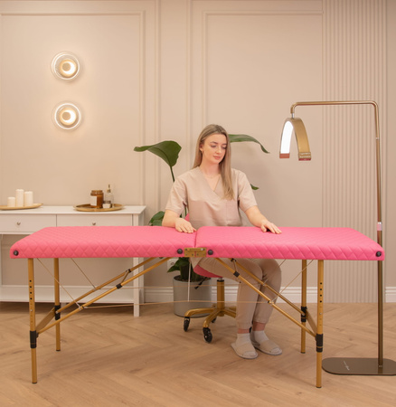 Lampa Kosmetyczna LED Podłogowa Pink 45w + Łóżko Kosmetyczne do Stylizacji Rzęs 60 cm