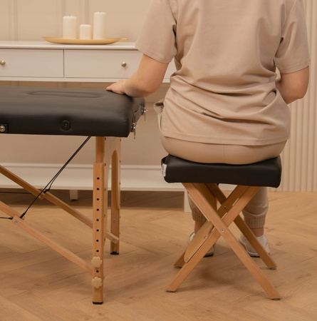 Taboret drewniany składany CZARNY