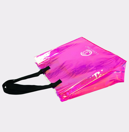 Torebka Shopper Damska I-COUCOU Duża Mieści A4 holograficzna RÓŻOWA