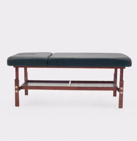 Stół / Łóżko do masażu stacjonarne drewniane - czarne - ciemny machoń