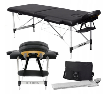 Łóżko do masażu kosmetyczne aluminiowe - czarne