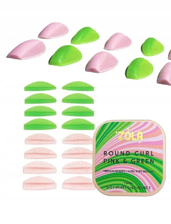 Zestaw wałeczków silikonowych Zola Round Curl Pink & Green (S, S1, M, M1, L
