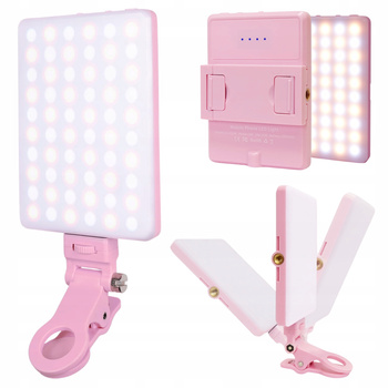 Lampa LED Klips Składana Selfie Telefon Zdjęć Makijażu Kosmetyczna Rzęs Róż
