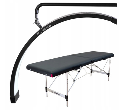 Lampa Kosmetyczna LED Bezcieniowa Czarna + Łóżko Kosmetyczne Stylizacji Rzęs 60 cm