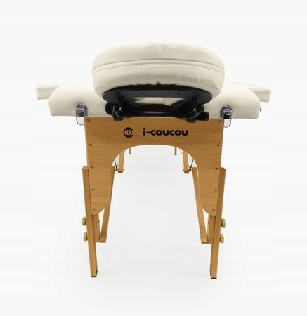 Łóżko do masażu kosmetyczne drewniane - kremowe