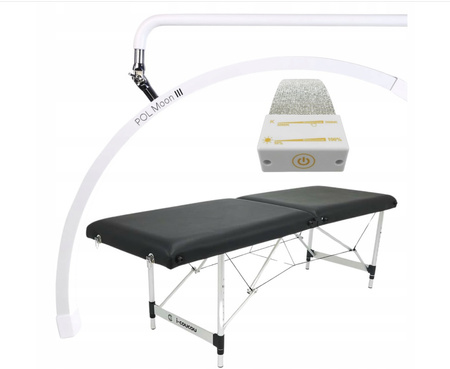 Lampa Kosmetyczna LED Stojąca Biała + Łóżko Kosmetyczne Stół do Stylizacji Rzęs 60 cm