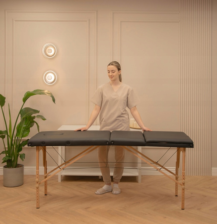 ŁÓŻKO STÓŁ DO MASAŻU SKŁADANY 3SEGMENTY POKROWIEC PIANKA 5CM DREWNO ICOUCOU