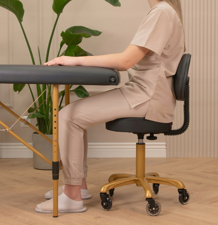 Łóżko Kosmetyczne Stół do Przedłużania Rzęs 60cm + Taboret Kosmetyczny Stołek Siodło