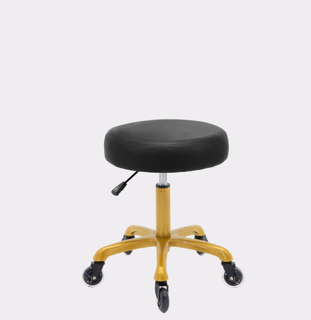 Taboret Kosmetyczny Krzesło Makijażu Wizażu Stołek Złoty Oparciem Kółkach