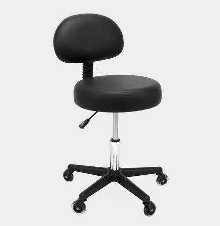 Taboret kosmetyczny płaski z oparciem CZARNY