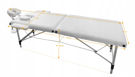 Łóżko do masażu kosmetyczne aluminiowe - białe