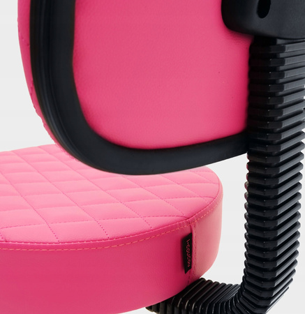 Pikowany taboret kosmetyczny płaski z oparciem RÓŻOWY- ZŁOTY