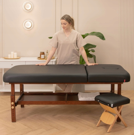 Stół Łóżko Masażu Leżanka Drewniany Dwusegmentowy Regulowany Drewno Pianka