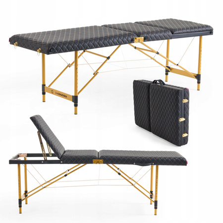 Łóżko kosmetyczne do stylizacji rzęs 3-seg. SPACE Gold - Czarne