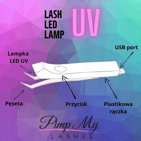 Mini lampa UV na pęsetę do przedłużania rzęs Pimp My Lashes Czarna