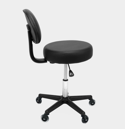 Taboret kosmetyczny płaski z oparciem CZARNY