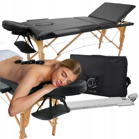 ŁÓŻKO STÓŁ DO MASAŻU SKŁADANY 3SEGMENTY POKROWIEC PIANKA 5CM DREWNO ICOUCOU