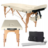Stół Masażu Łóżko Rehabilitacji Składany Przenośny 5cm Pianka Lekki KREMOWY