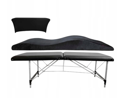 Łóżko Kosmetyczne Stół do Stylizacji Rzęs Składane Aluminiowe 60 cm + Materac Kosmetyczny Anatomiczny 60x185 cm + Prześcieradło 