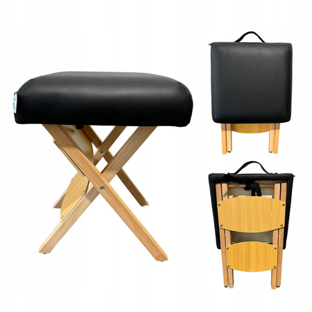 Taboret Składany Masażu Stołek Stół Czarny Drewniany 6cm Pianka 35x35cm