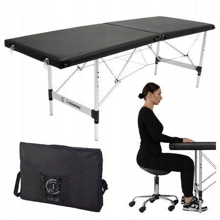 Łóżko Kosmetyczne Składane 60 cm + Materac Kosmetyczny do Przedłużania Rzęs 60x185 cm