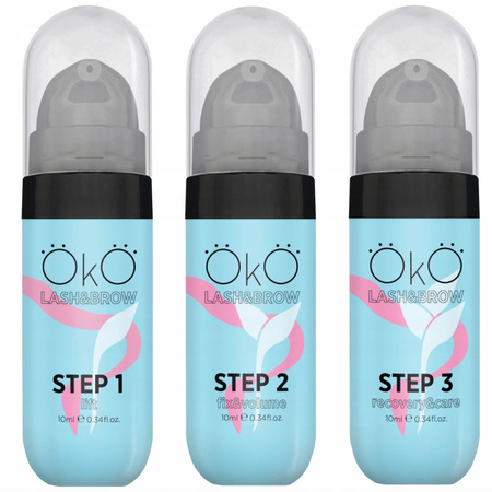 Zestaw do liftingu i laminacji rzęs i brwi w żelu 3x 10ml OKO STEP 1+2+3