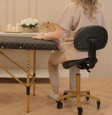 Taboret Krzesło Hoker Kosmetyczny Rodeo Siodło Regulowany Kółkach Czarny