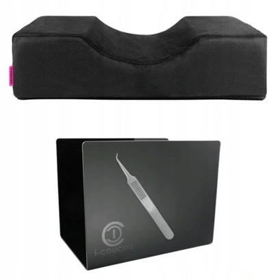 Poduszka Kosmetyczna Do Przedłużania Rzęs Brwi Czarna + Organizer Magnetyczny