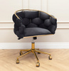 Fotel Obrotowy BALLOON Welurowy Krzesło Fryzjerski Siedzisko Salonu CZARNY