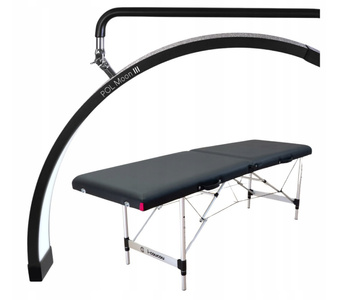 Lampa Kosmetyczna LED Bezcieniowa Czarna + Łóżko Kosmetyczne Stylizacji Rzęs 60 cm