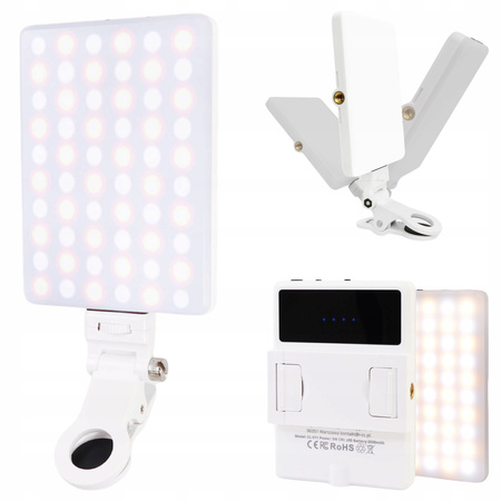 Lampka LED Telefon Klips Składana Zdjęć Selfie Makijaż Kosmetyczna Biała 5W