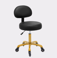 Taboret Kosmetyczny Krzesło Makijażu Wizażu Stołek Złoty Oparciem Kółkach