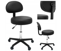 Taboret Kosmetyczny Krzesło Makijażu Wizażu Stołek Czarny Oparciem Kółkach