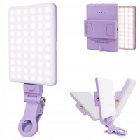 Lampka LED Klips Składana Telefon Selfie Zdjęć Makijażu Kosmetyczna Fiolet