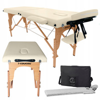 Stół Masażu Łóżko Rehabilitacji Składany Przenośny 5cm Pianka Lekki KREMOWY